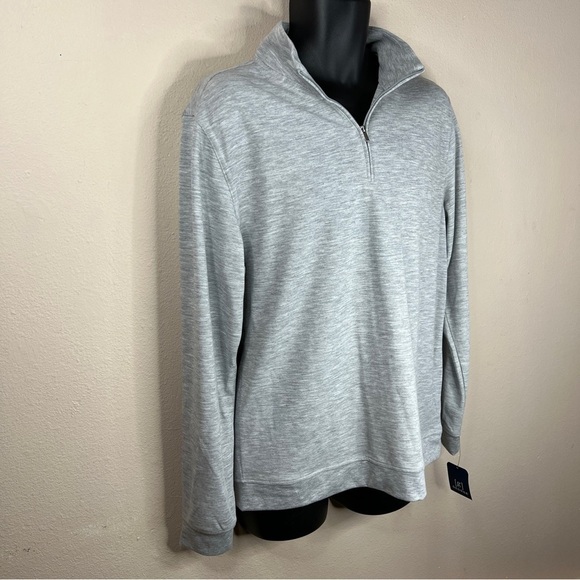 NEW George Light Grey Pullover Jacket Medium Mens Long Sleeve Stretch Zip Collar - Picture 4 of 10